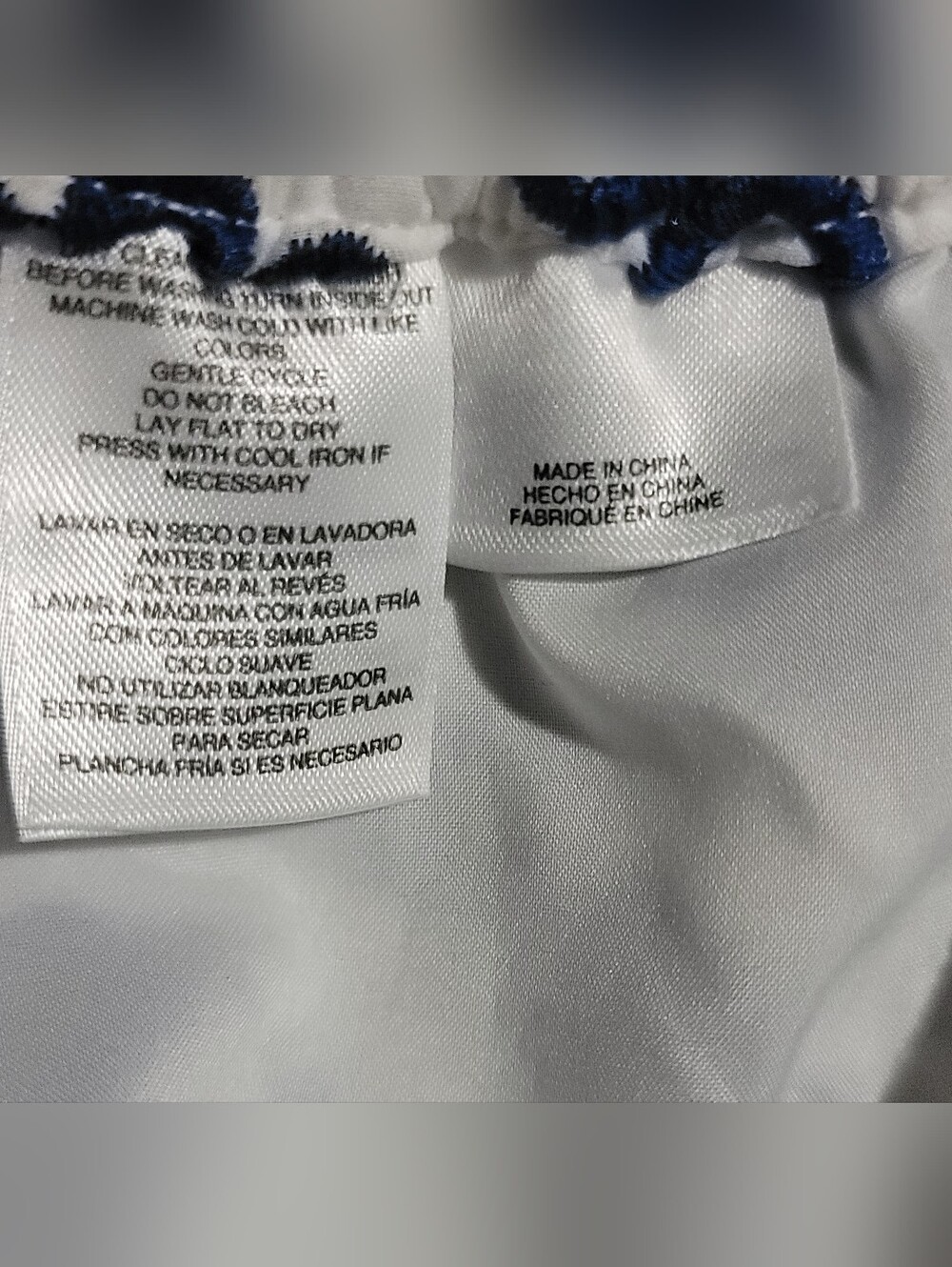 Anne Klein White Skirt with Blue Eyelet Embroidery - Picture 7 of 8